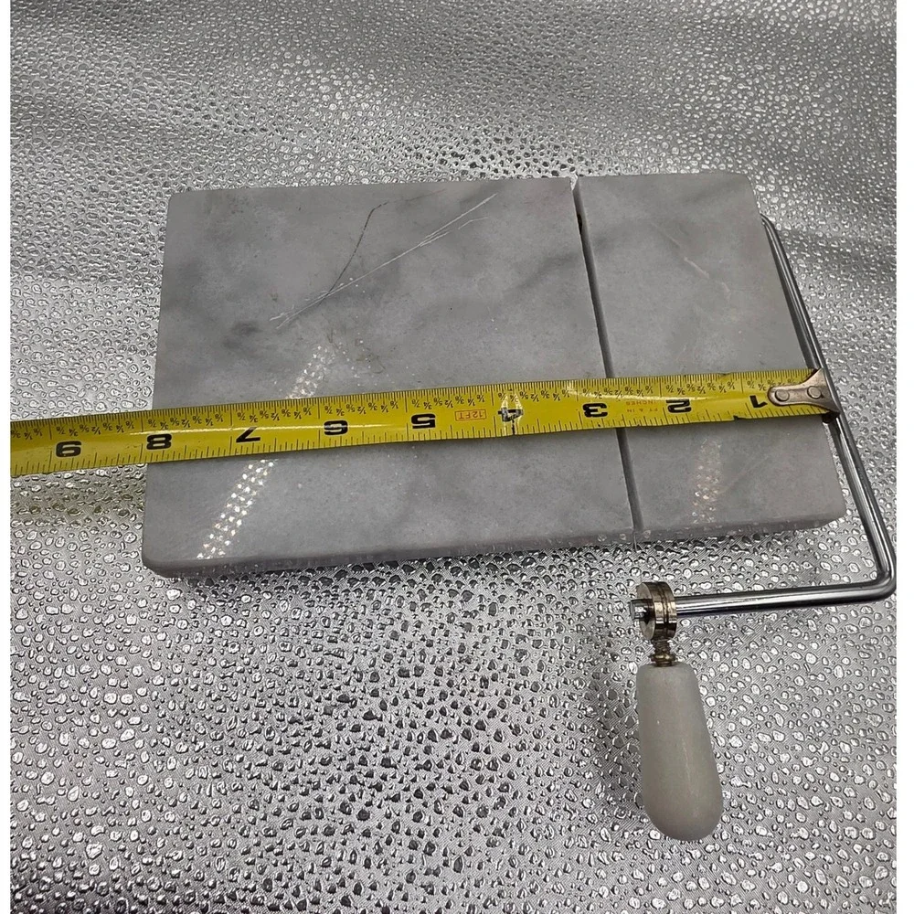 Grey Marble Cheese Slicer Board Stainless Steel Wire Cutter Charcuterie O2